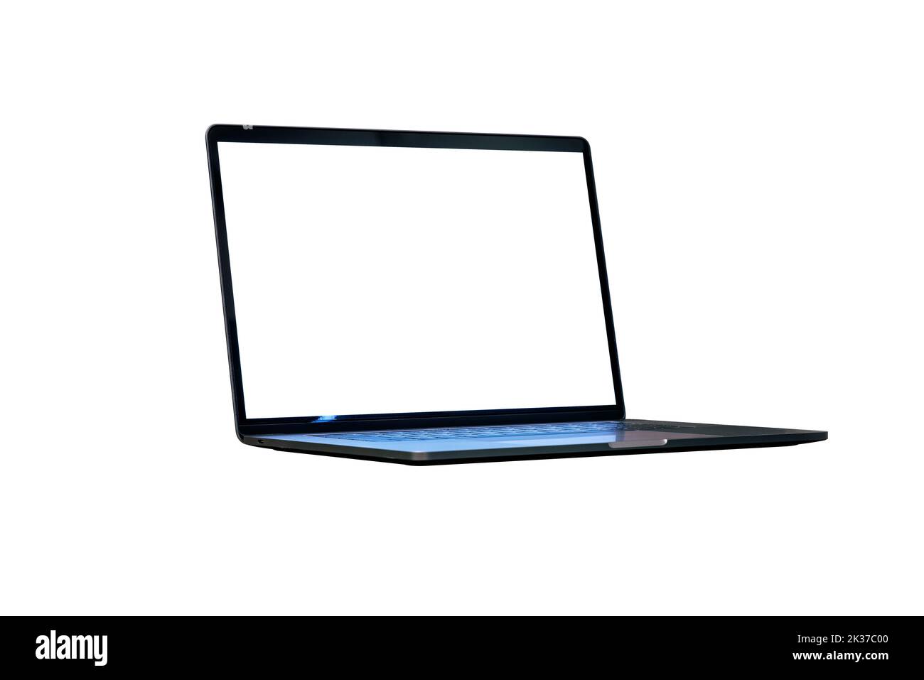 Computer laptop isolated on white background. Stock Photo