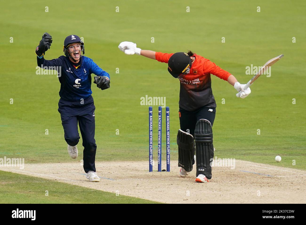 Southern Vipers' Georgia Elwiss is bowled out during the Rachael Heyhoe Flint Trophy Final at Lord's, London. Picture date: Sunday September 25, 2022. Stock Photo