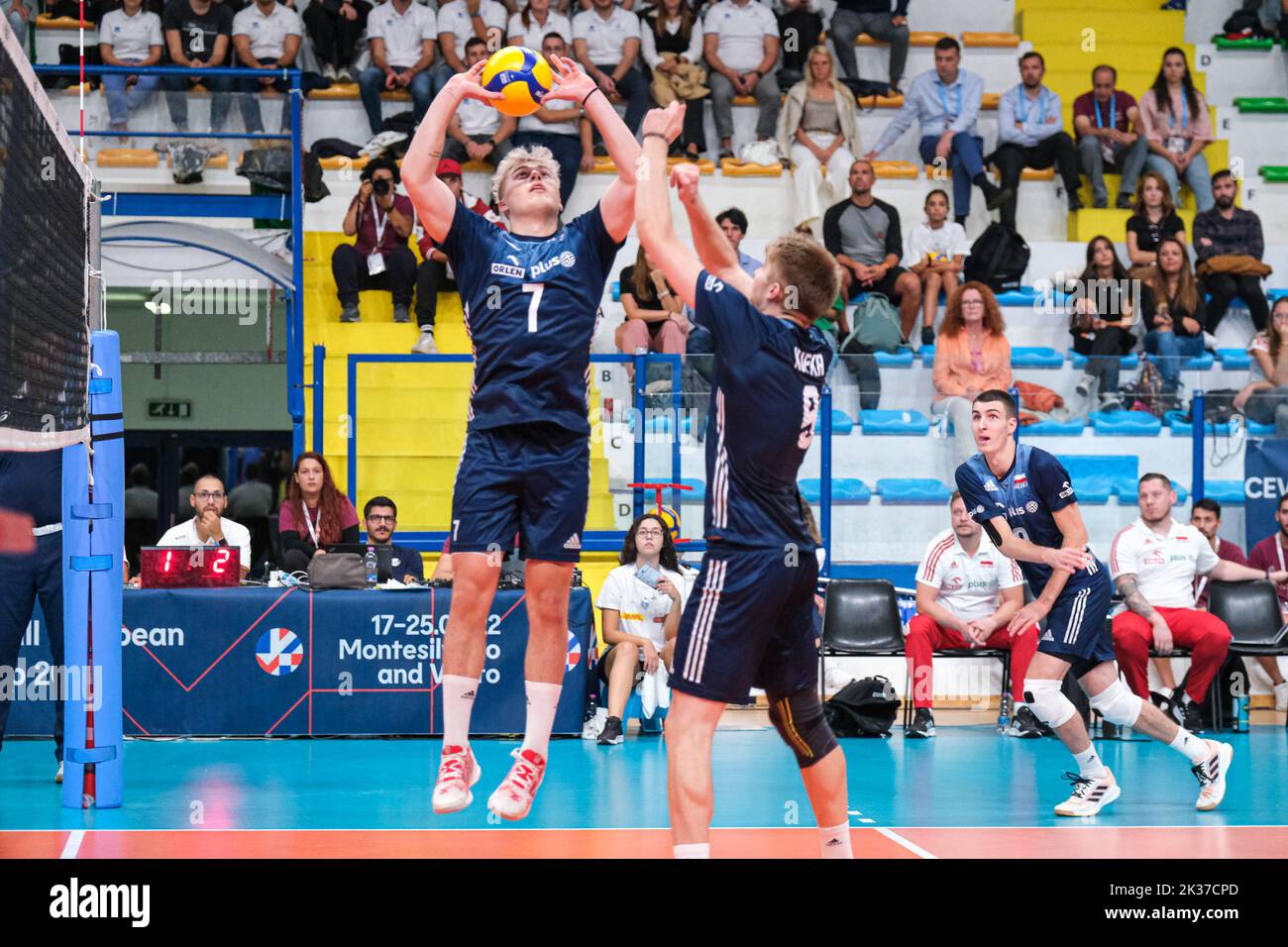 Kajetan Kubicki (POL) in action during the semifinals of the CEV U20