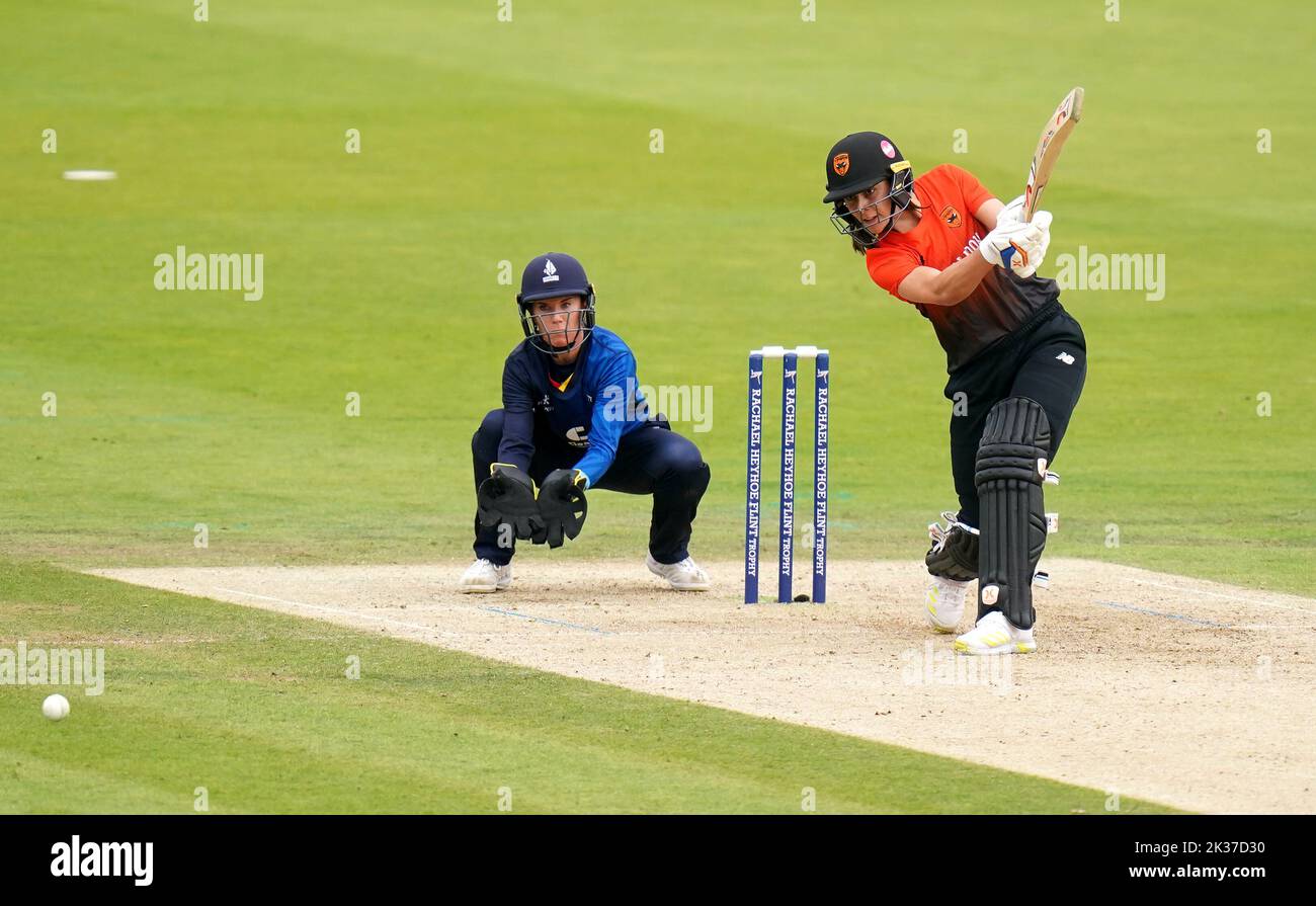 Southern Vipers' Maia Bouchier bats during the Rachael Heyhoe Flint Trophy Final at Lord's, London. Picture date: Sunday September 25, 2022. Stock Photo