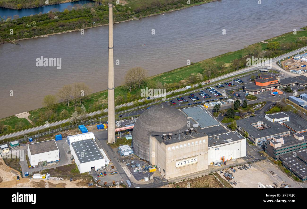 Aerial view, nuclear power plant KKW MülheimKärlich at the river Rhine