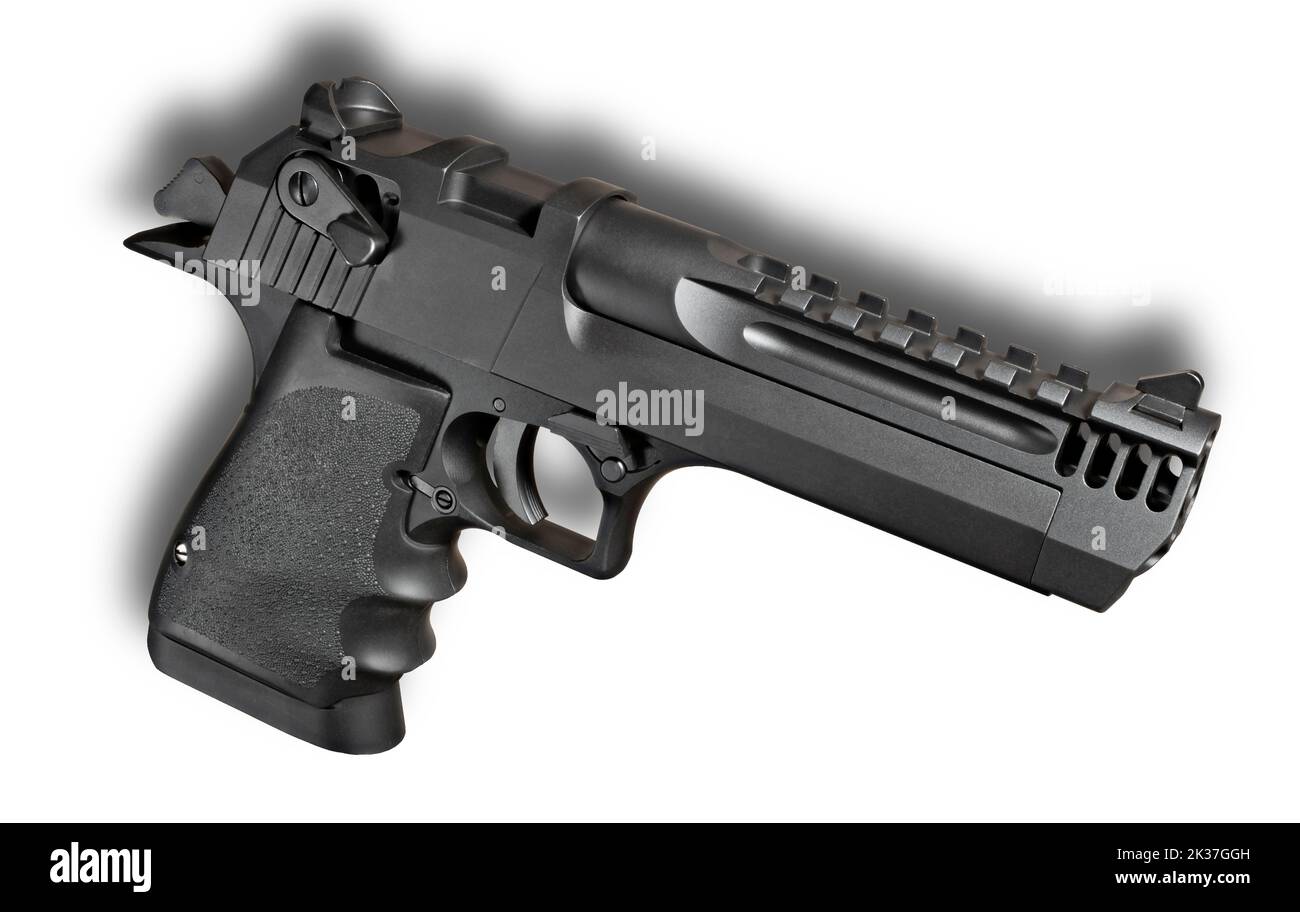 Semi auto handgun on a white background with shadow behind Stock Photo ...