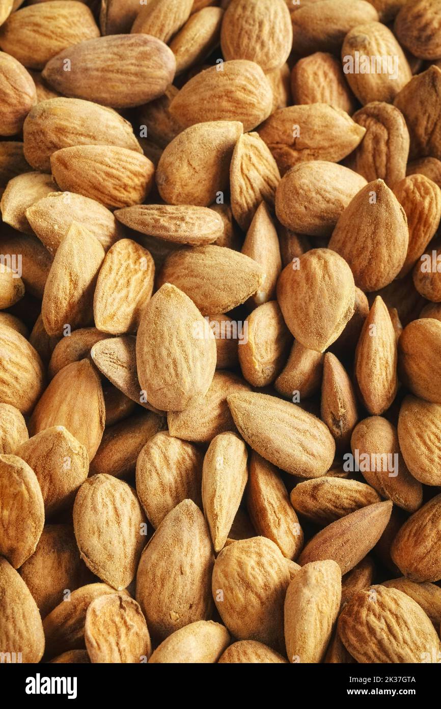 Close up picture of almonds, selective focus. Stock Photo