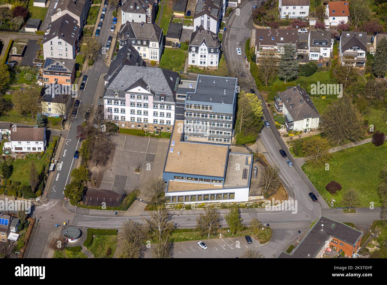 Aerial view, Städtische Sekundarschule am See, secondary school, Wetter, Ruhr area, North Rhine-Westphalia, Germany, Education, Educational institutio Stock Photo