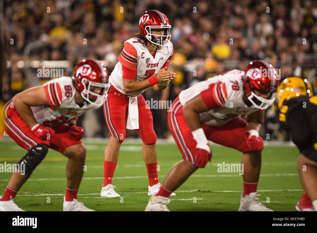 Utah Utes quarterback Cameron Rising (7) prepares to hike the ball in ...