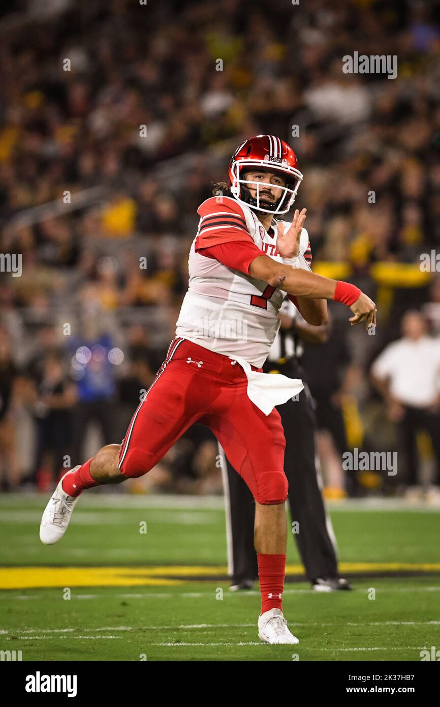 Utah Utes quarterback Cameron Rising (7) throws the ball down field in ...