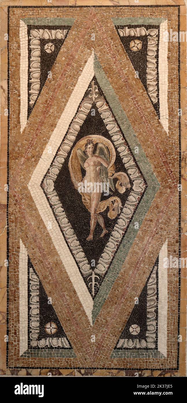 roman mosaic of small polychrome marble pieces with an angel Stock Photo