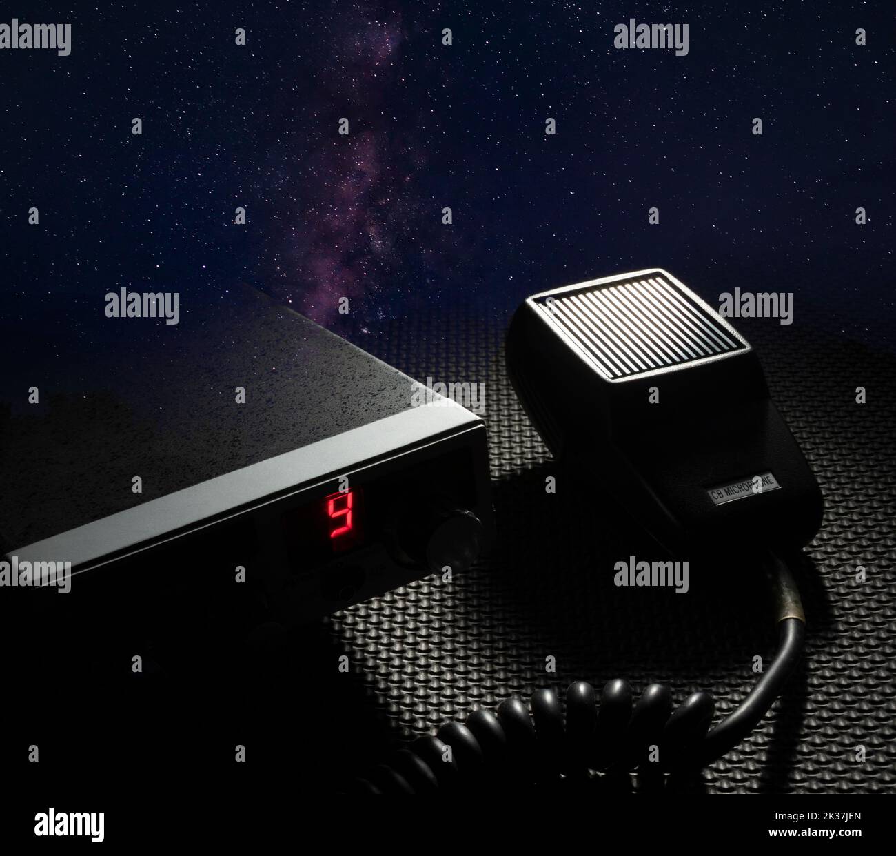 CB radio set on channel 9 that looks like it is signalling the Milky