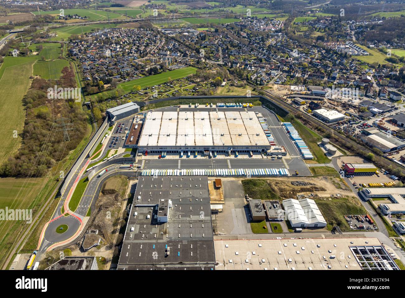 Aerial view, Amazon location in Brauckstraße industrial park