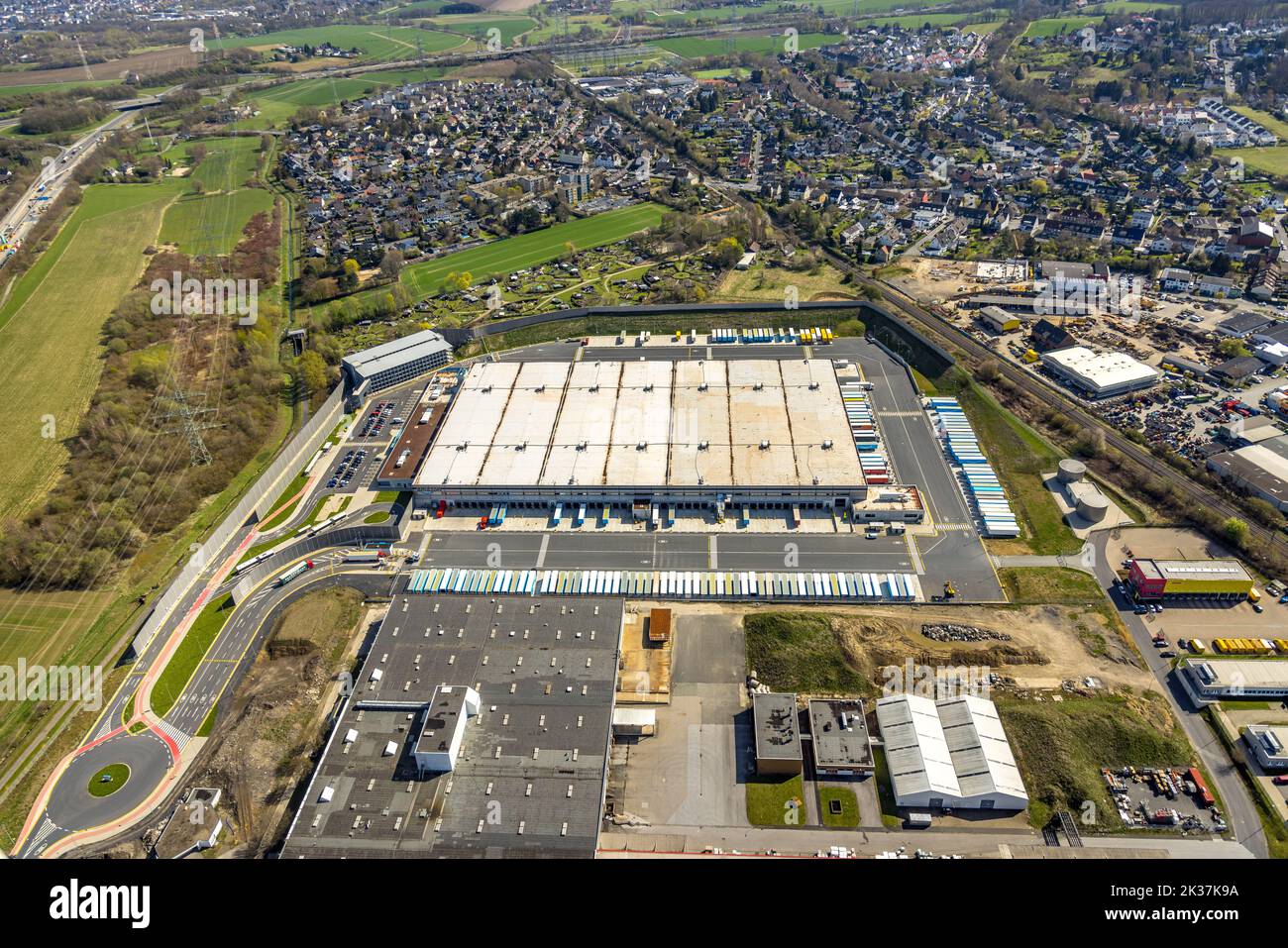 Aerial view, Amazon location in Brauckstraße industrial park, Rüdinghausen, Witten, Ruhr area, North Rhine-Westphalia, Germany, DE, Europe, Commercial Stock Photo