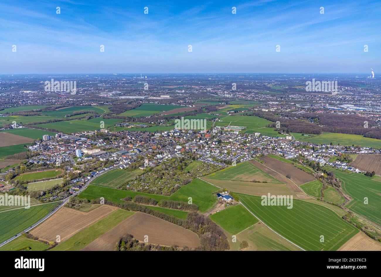 Aerial view, Stockum district with view to Düren and Dorney, distant view to Bochum, Stockum, Witten, Ruhr area, North Rhine-Westphalia, Germany, DE, Stock Photo