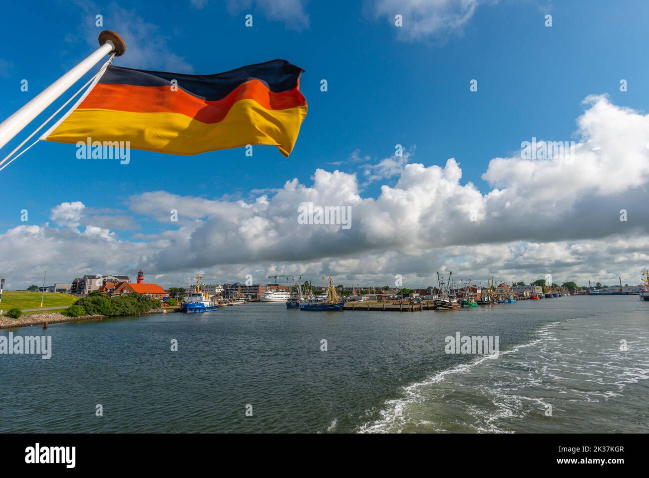 Büsum Harbor, North Sea, landscape Dithmarschen, federal state Schleswig-Holstein, Northern Germany, Central Europe Stock Photo