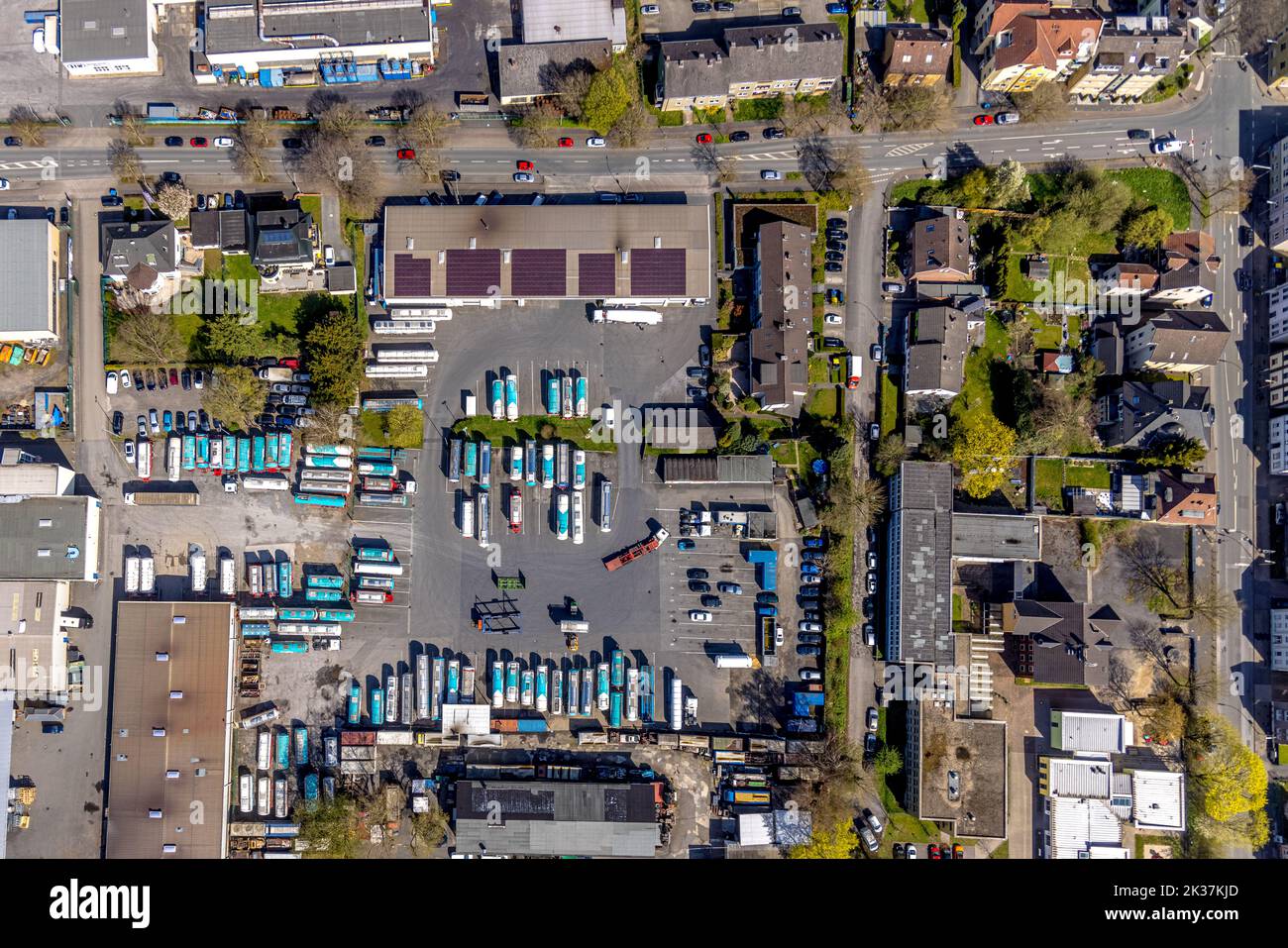Aerial view, Wittener Transport Kontor in Heven, Witten, Ruhr area, North Rhine-Westphalia, Germany, DE, Europe, Freight traffic, Logistics, Logistics Stock Photo