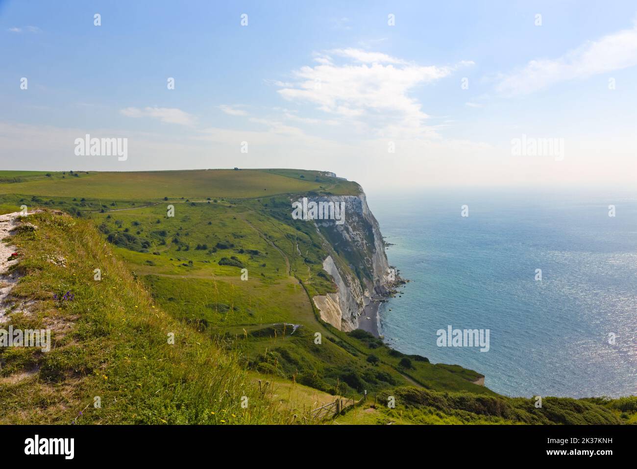 Landscape photo of White Cliffs of Dover taken from National Trust park
