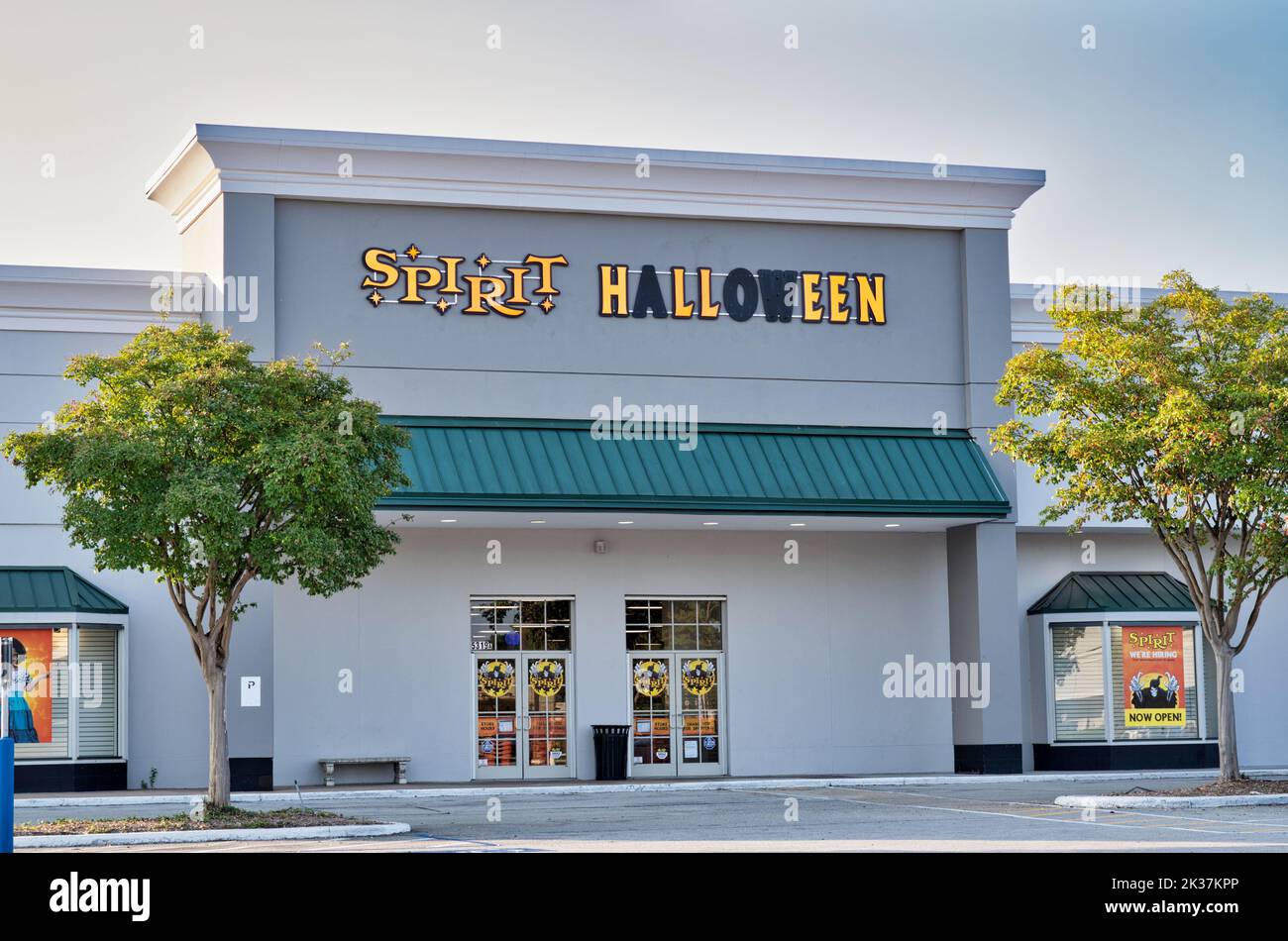 Houston, Texas USA 09-23-2022: Spirit Halloween store exterior and main entrance in Houston, TX. Seasonal US store selling costumes and decorations. Stock Photo