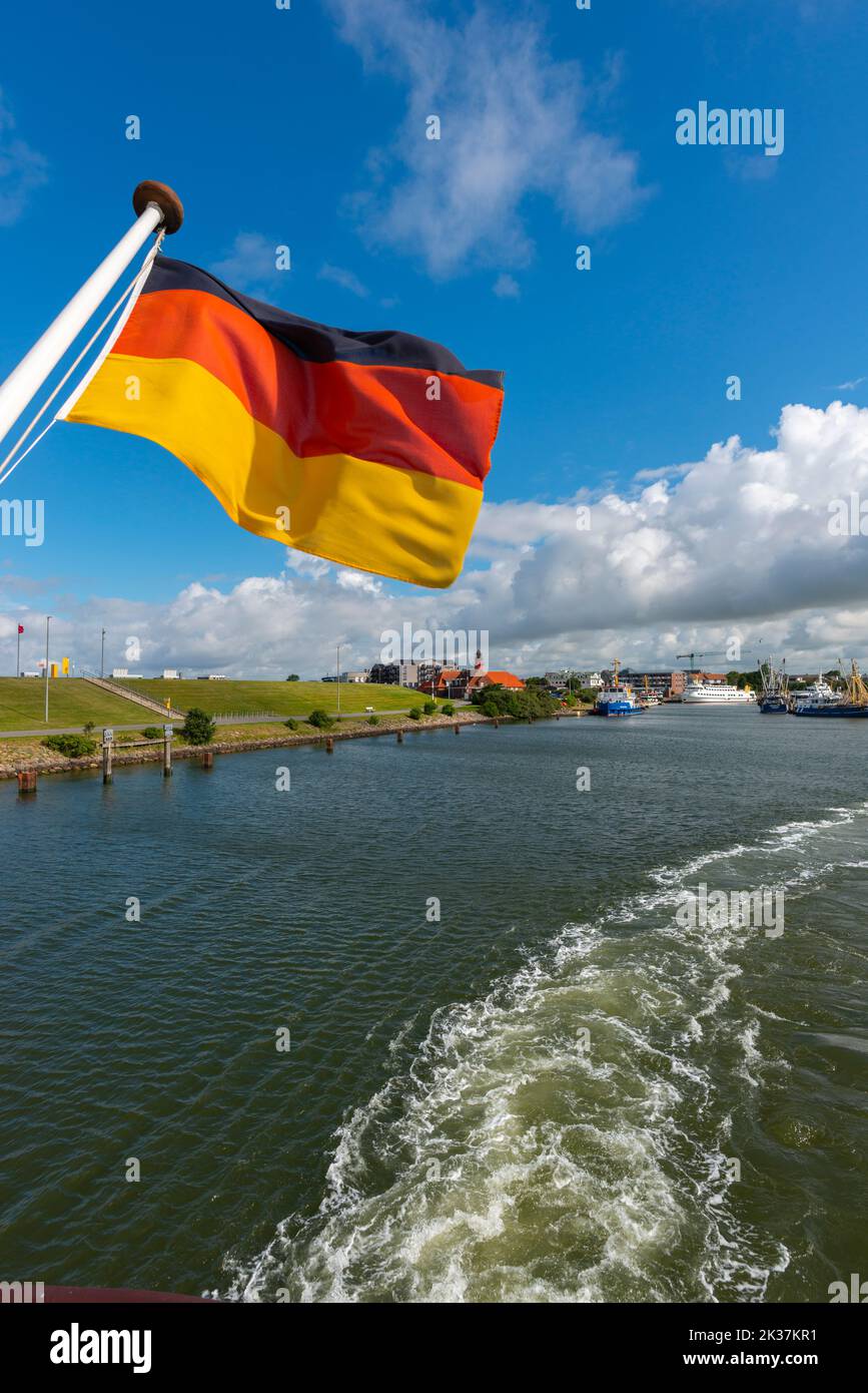 Büsum Harbor, North Sea, landscape Dithmarschen, federal state Schleswig-Holstein, Northern Germany, Central Europe Stock Photo