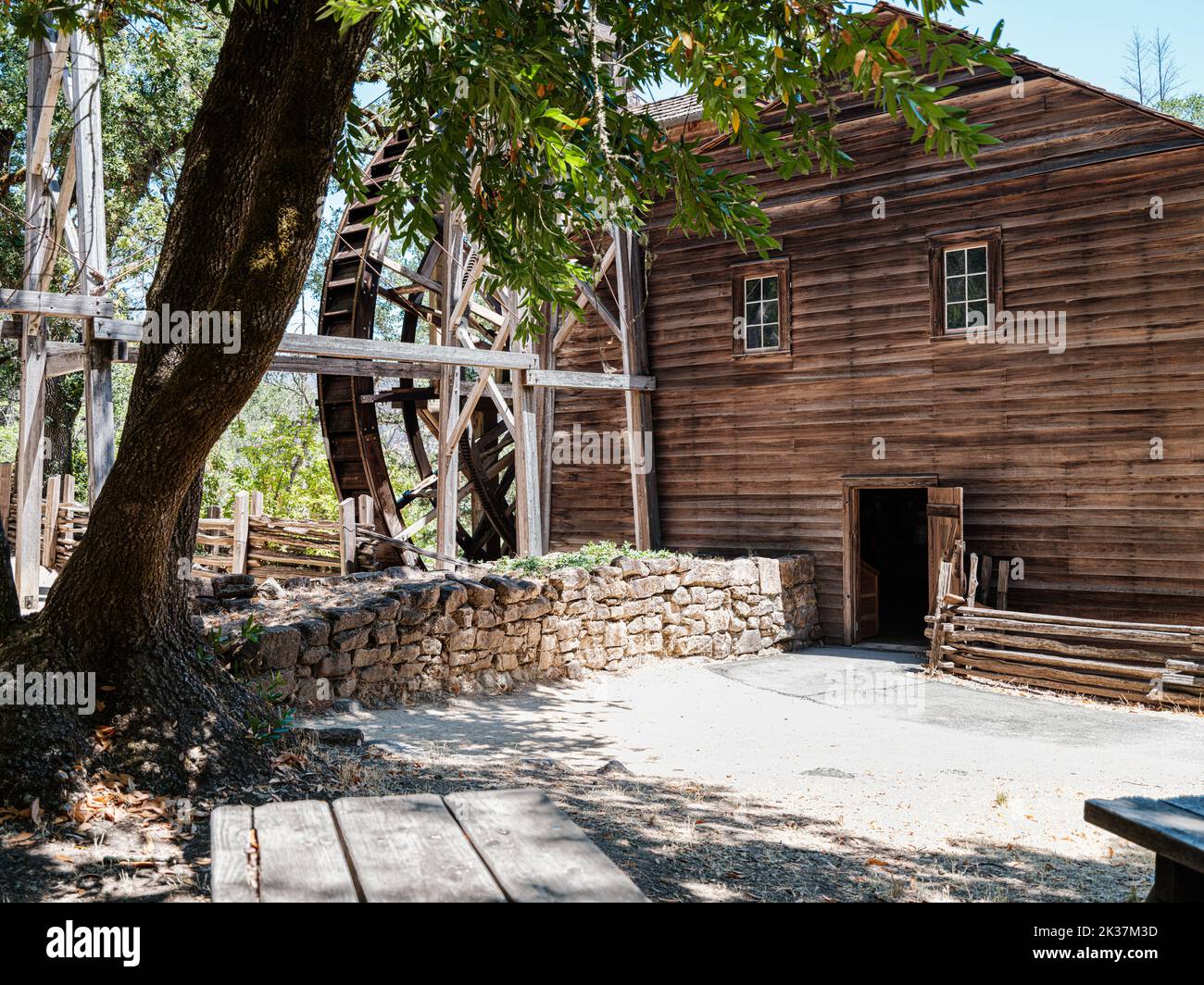 A working water mill from the 1850s in Napa Valley, California Stock Photo