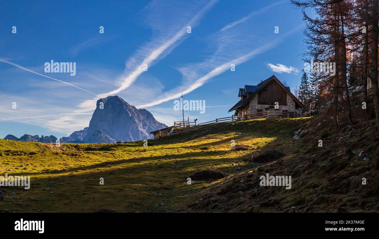 Sunny day in the carnic alps during a colorful autumn Stock Photo - Alamy