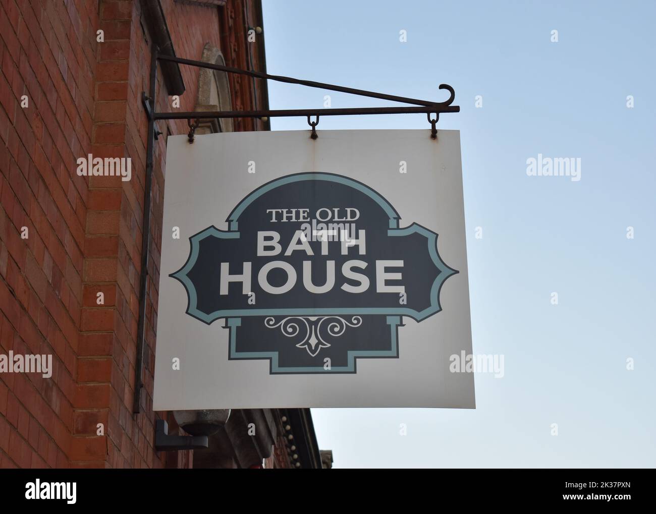 Sign for The Old Bath House at Wolverton. Stock Photo