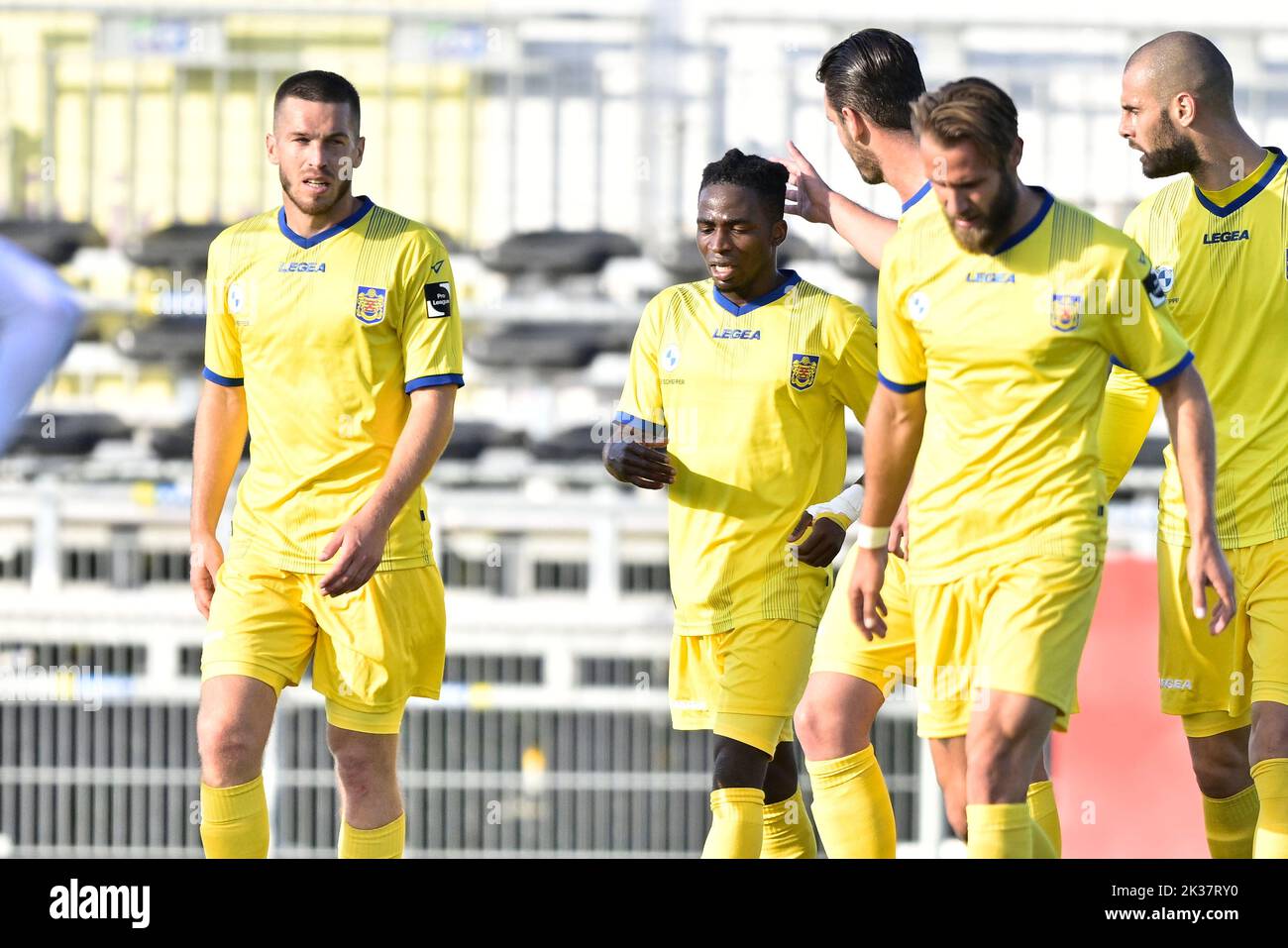 Beveren's Taofeek Ismaheel celebrates after scoring during a soccer ...
