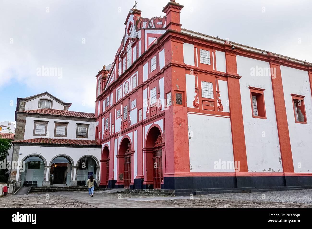 The San Francisco Convent, Convento de São Francisco, and Museum of Angra do Heroismo in Angra do Heroismo, Terceira Island, Azores, Portugal. Stock Photo