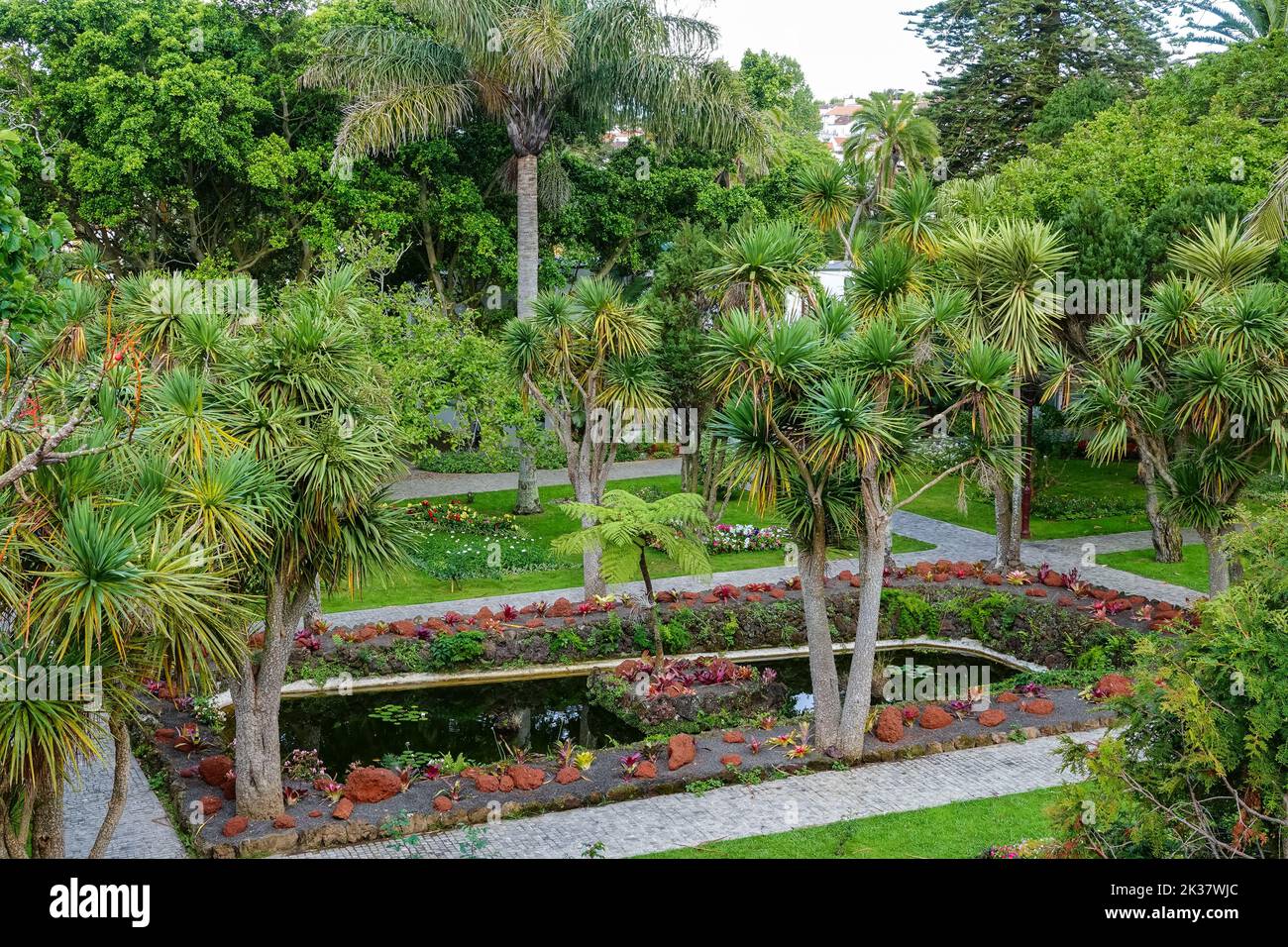 The Duke of Terceira Gardens, Jardim Duque da Terceira, a public formal garden in Angra do Heroismo, Terceira Island, Azores, Portugal. Stock Photo