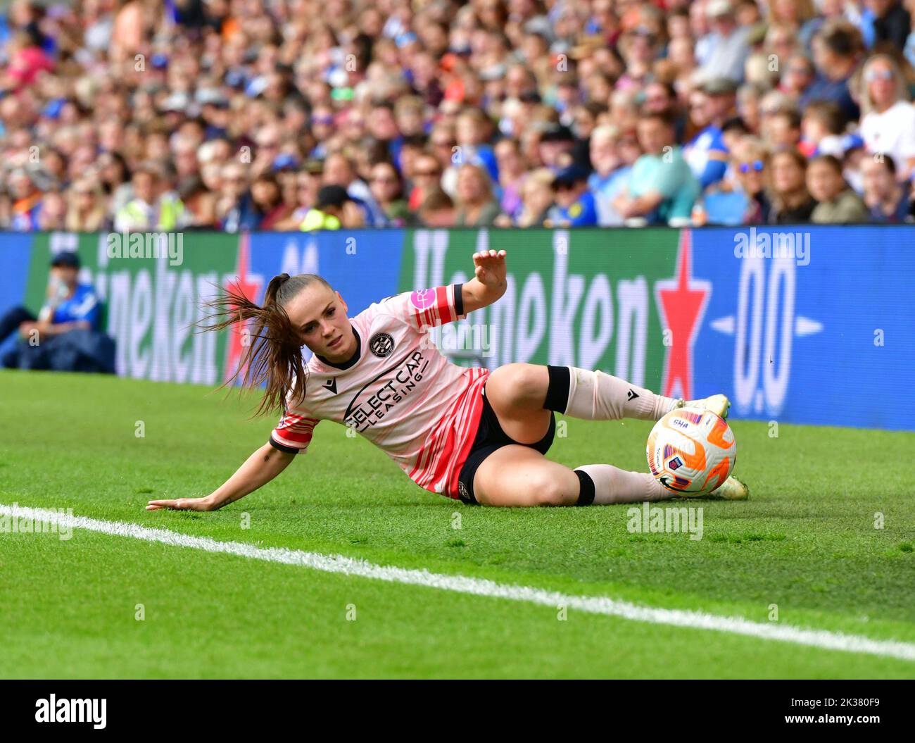 Brighton And Hove, UK. 25th Sep, 2022. Rachel Rowe of Reading is unable to keep the ball in play during the FA Women's Super League match between Brighton & Hove Albion Women and Reading Women at American Express Community Stadium on September 25th 2022 in Brighton and Hove, United Kingdom. (Photo by Jeff Mood/phcimages.com) Credit: PHC Images/Alamy Live News Stock Photo