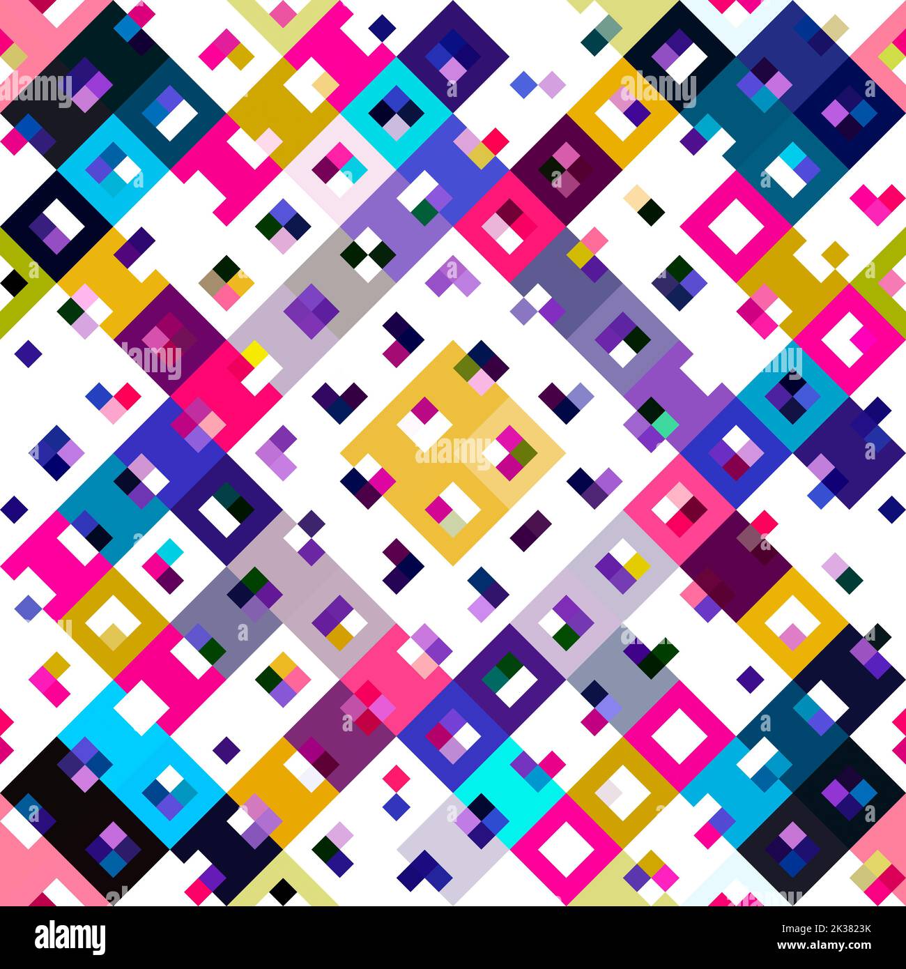 Kaleidoscopic geo pixel pattern. Playful fun pink wallpaper. Colorful ...