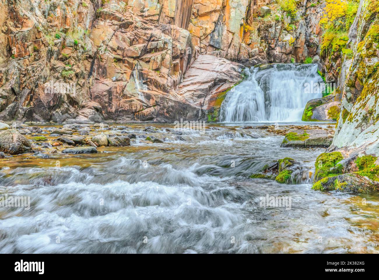 waterfall along tenderfoot creek in the little belt mountains near
