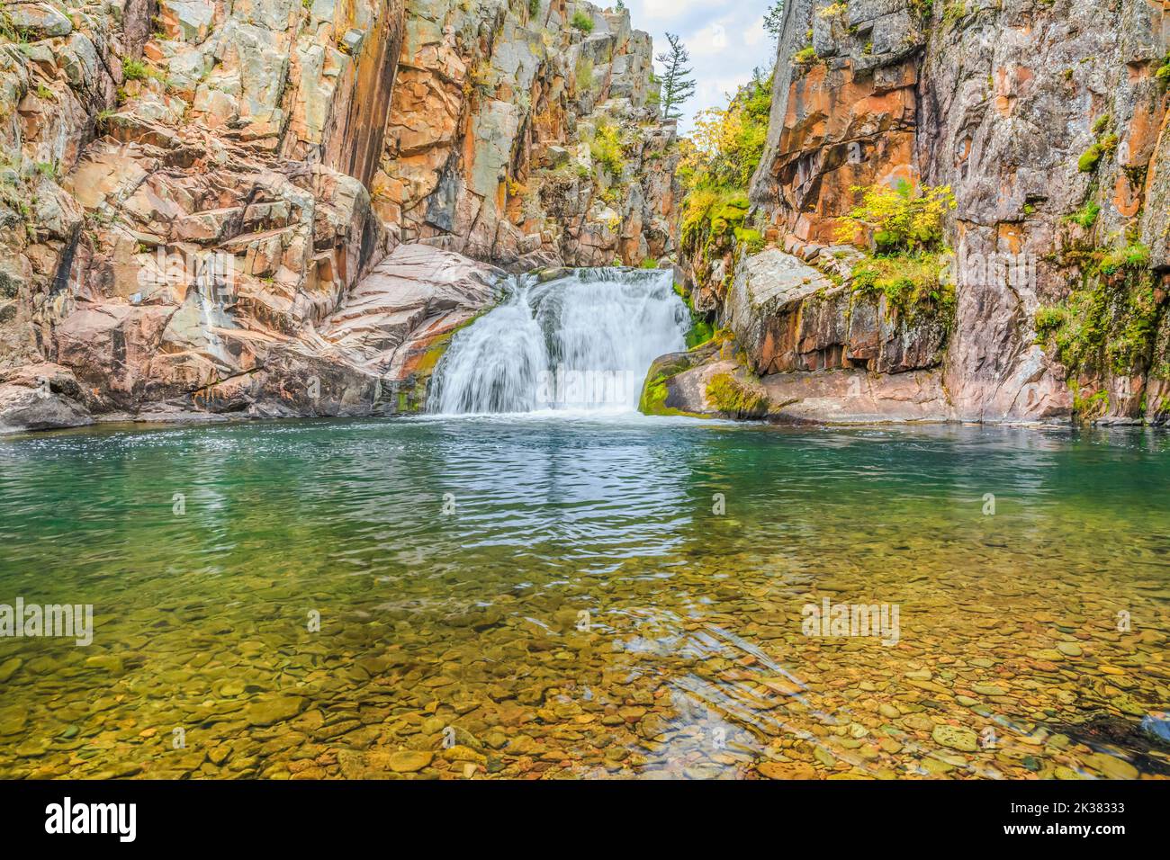 waterfall along tenderfoot creek in the little belt mountains near