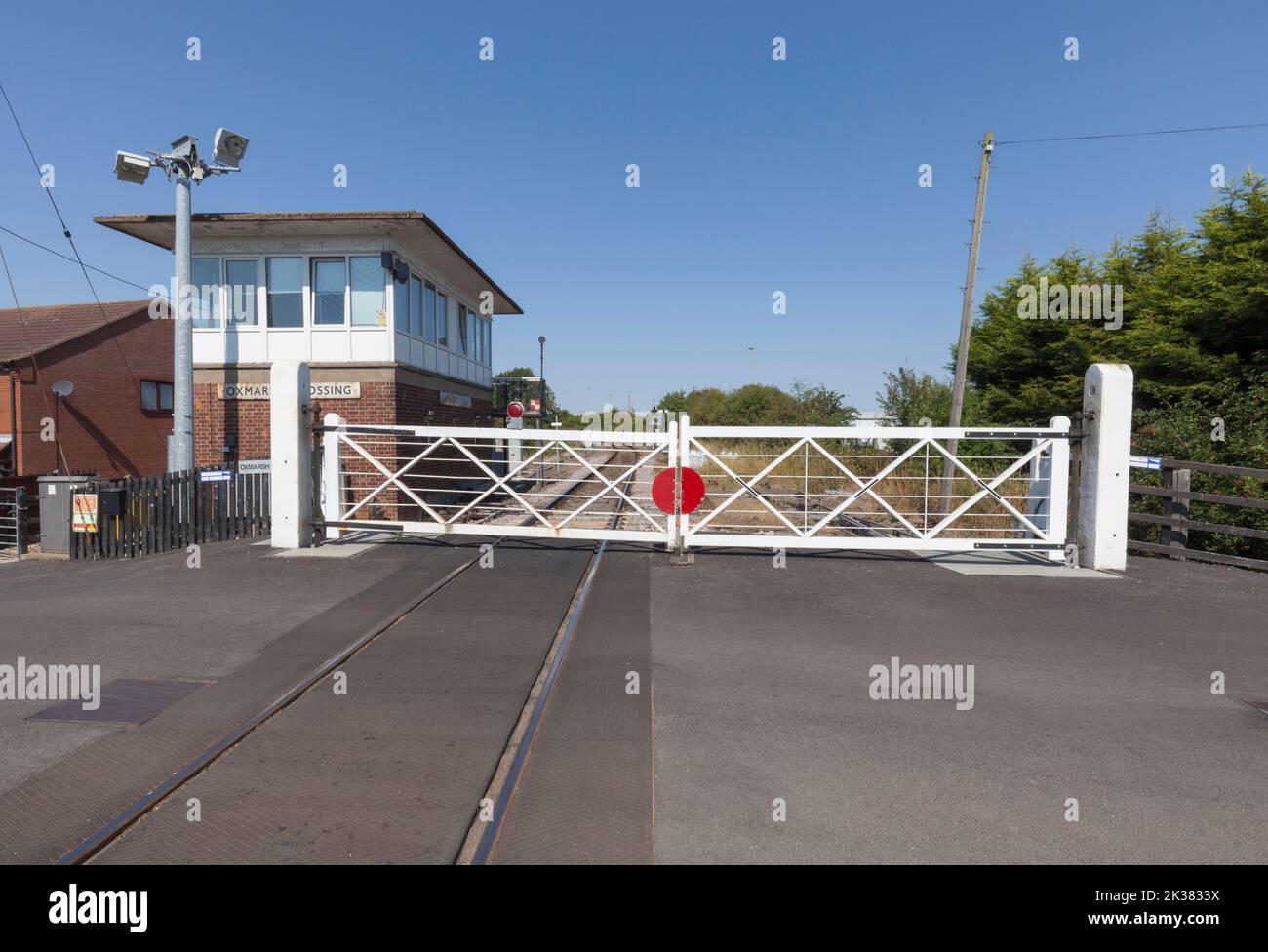 Oxmarsh level crossing, signal box and wheel operated crossing gates