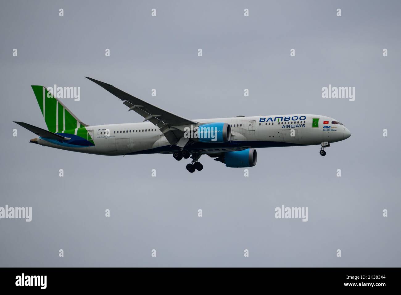Bamboo Airlines Boeing B787 Dreamliner Arriving at Sydney Airport Stock