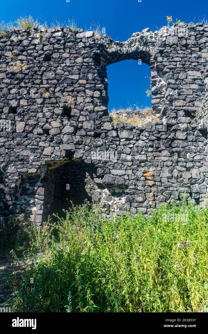 Ruins of Ronov castle near Blizevedly village in Czech republic during summer afternoon with clear sky Stock Photo