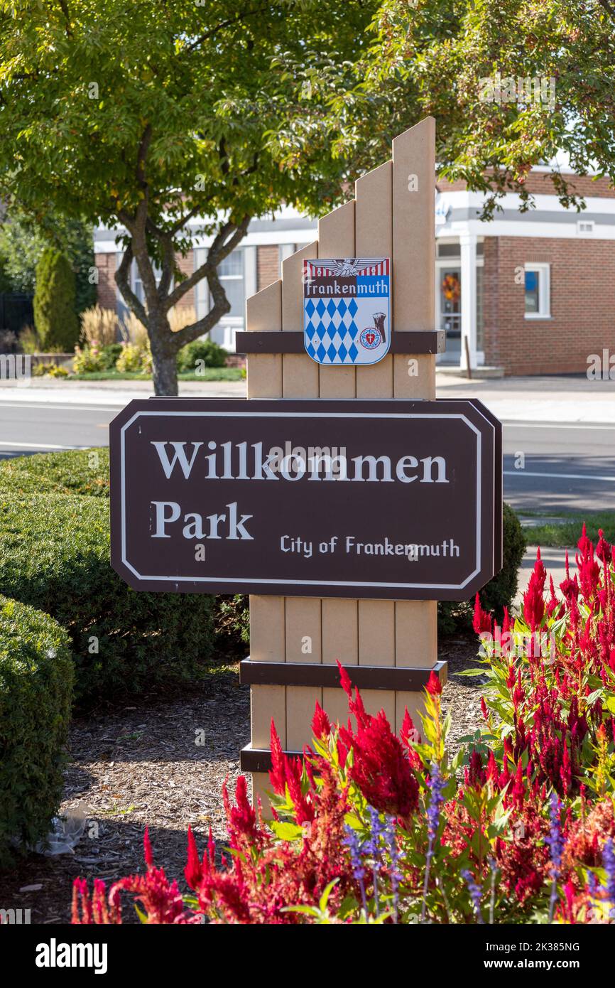 Willkommen Park in Downtown Frankenmuth Michigan Stock Photo