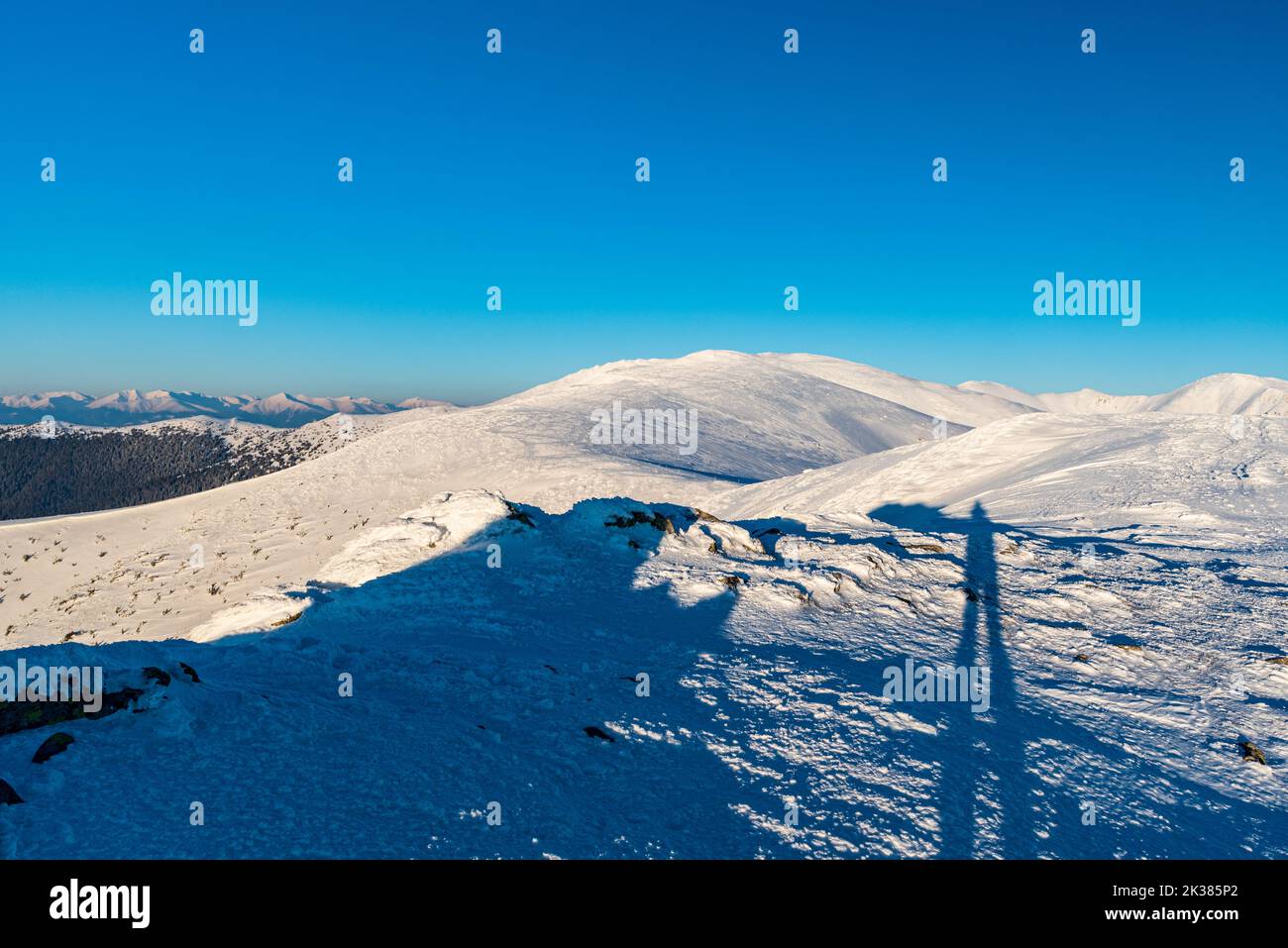 Winter low Tatras woth Vhabenec and Skalka hills and part of Western Tatras from Furkova hill in Slovakia Stock Photo