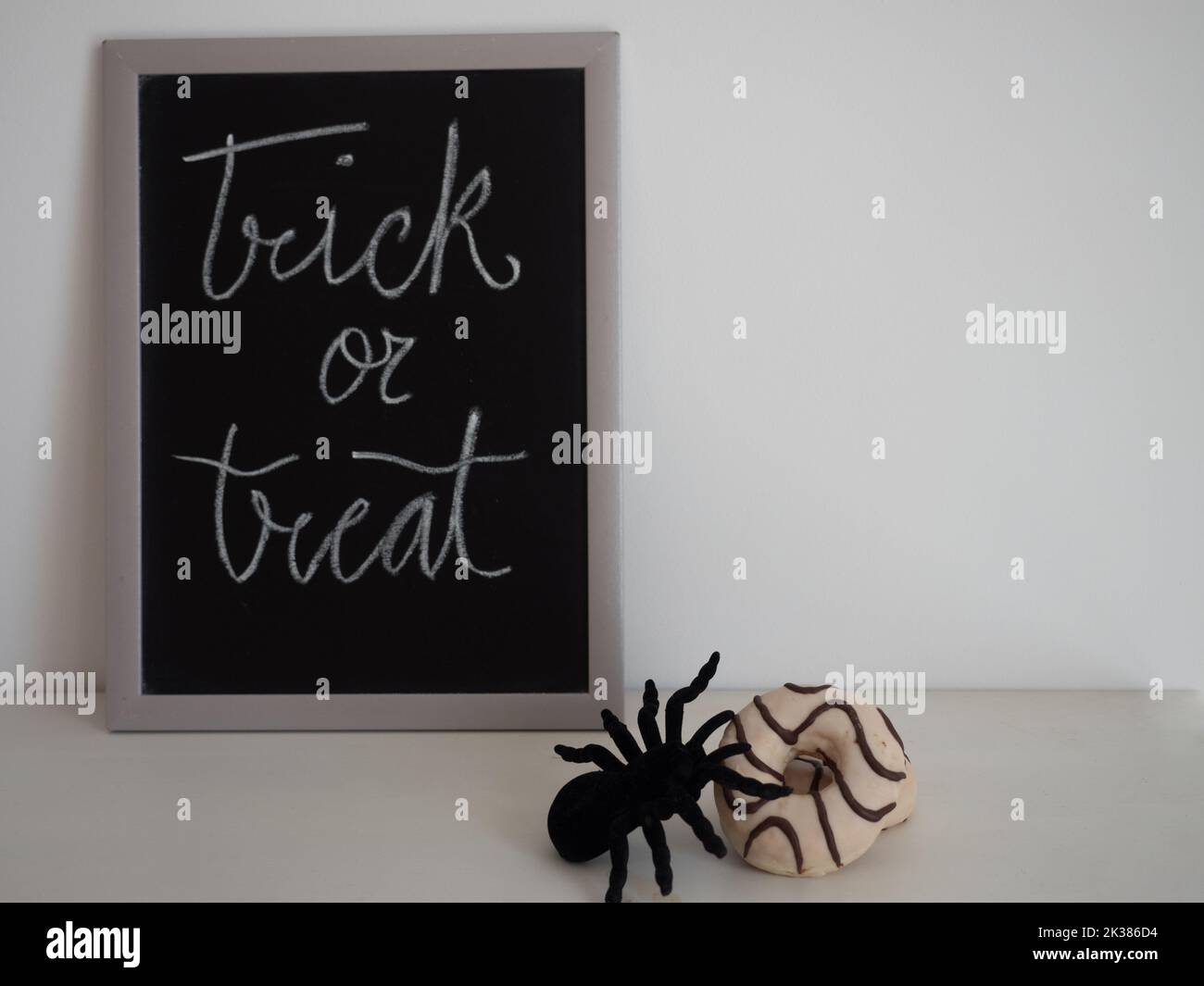 trick and treat background with a spider Stock Photo