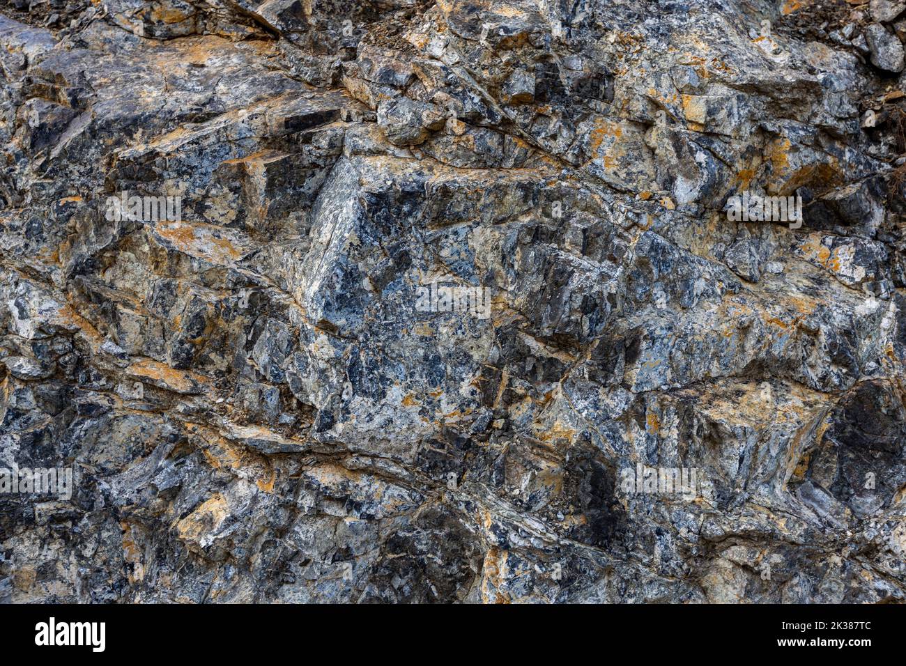Closeup of the outcrop of ophiolite rocks Stock Photo