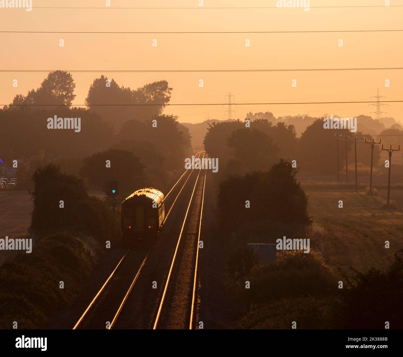 East Midlands Railway class 156 diesel multiple unit train glinting in ...