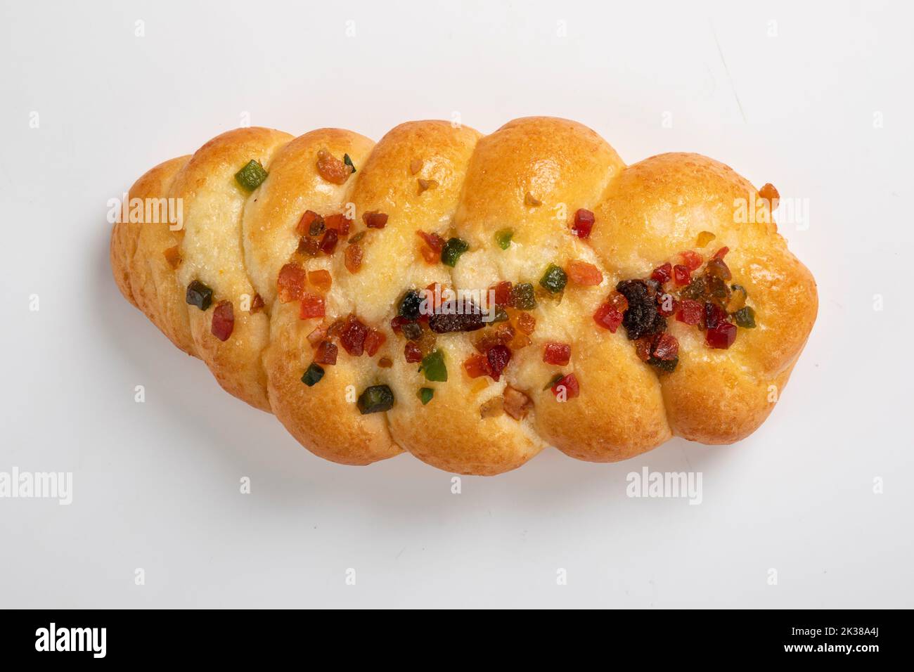 Dried fruit bun isolated on white background Stock Photo