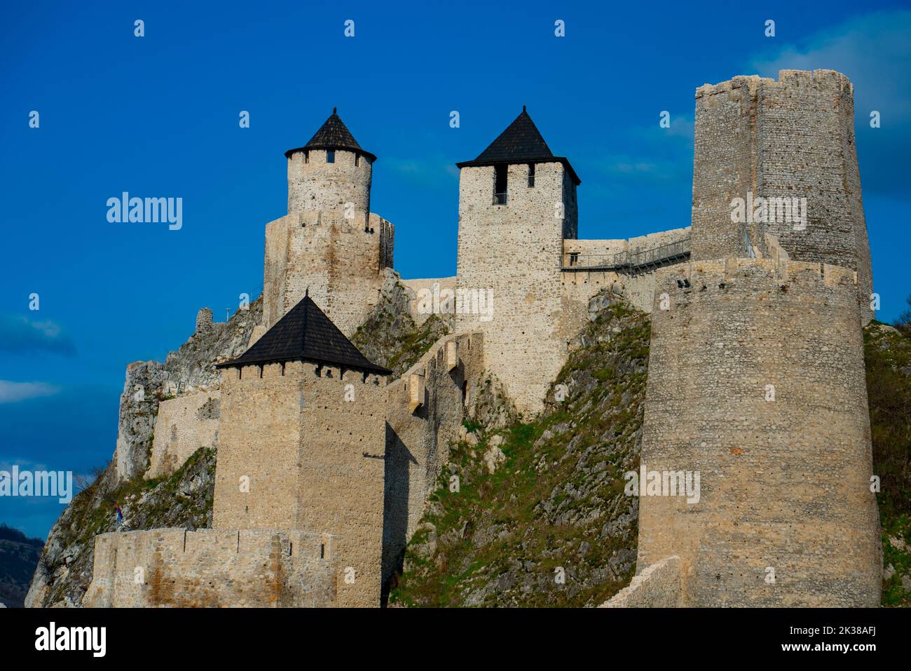 View at medieval fortress on Danube river in Golubac, Serbia Stock Photo