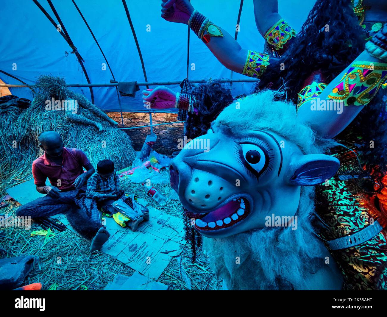 Mathmadus Demon Kathmandu, Bagmati, Nepal. 25th Sep, 2022. Artists give final touch to ...