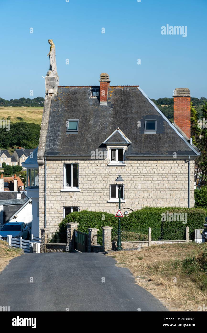 Former lighthouse builing at Port-en-Bessin, Normandy Stock Photo