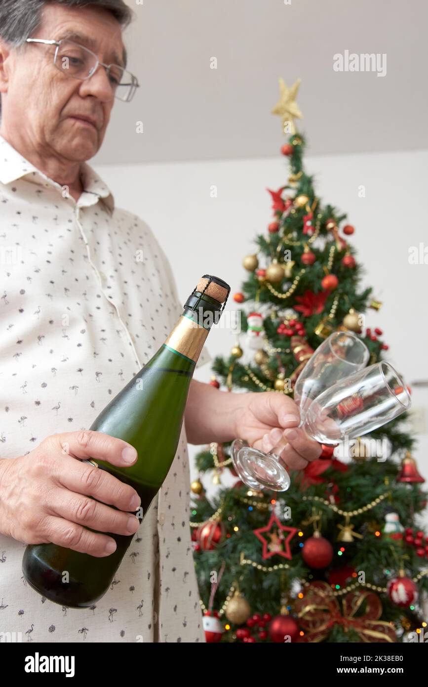 alcohol and beverage concept - older man smelling red wine Stock Photo ...