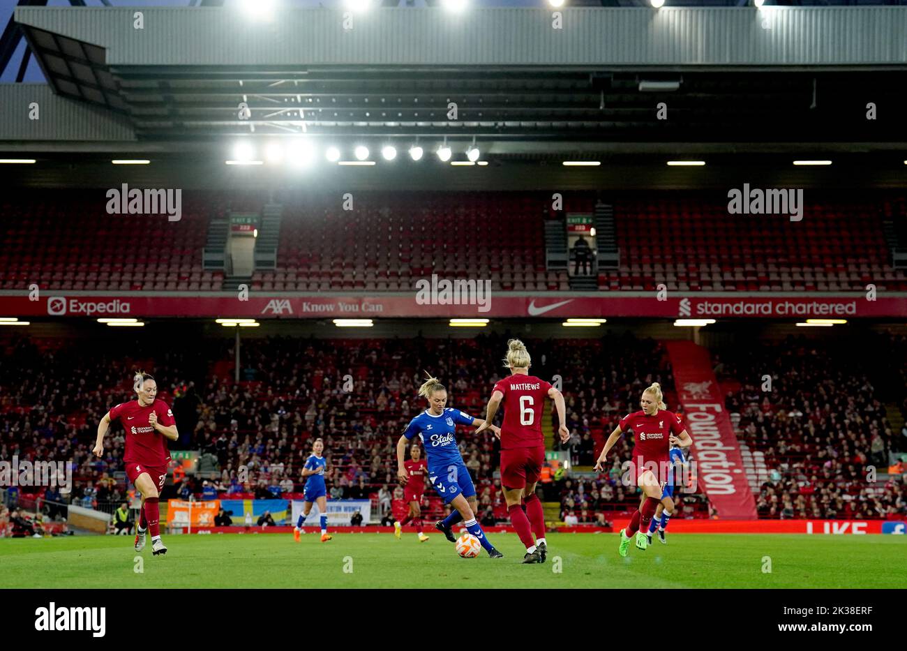 General View of play during the Barclays Women's Super League match at Anfield, Liverpool. Picture date: Saturday September 24, 2022. Stock Photo