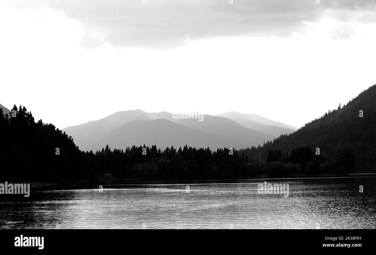 Chilko Lake in Black and White Stock Photo