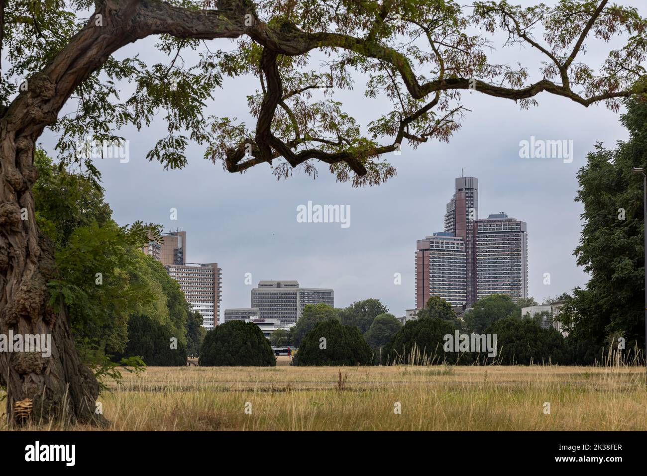 A modern skyscraper dominating the urban skyline in Cologne Stock Photo ...