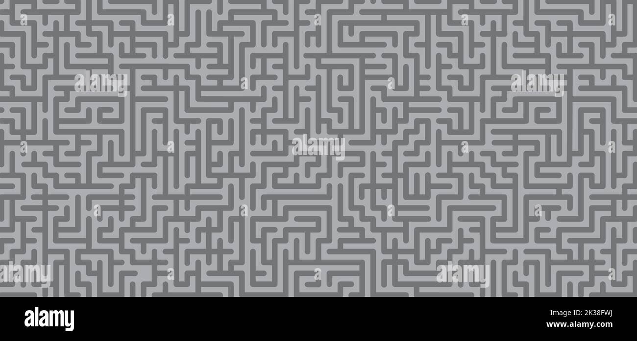 Education logic, labyrinth line. Black, gray square maze. Vector. Find