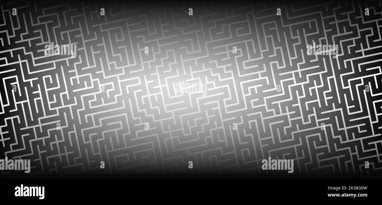 Education logic, labyrinth line. Black square maze. Vector. Find the