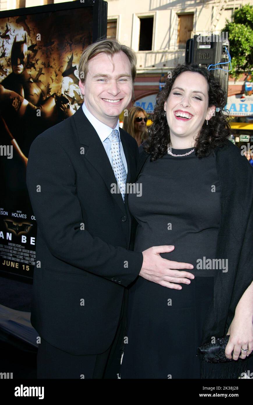 CHRISTOPHER NOLAN & EMMA FILM DIRECTOR & WIFE BATMAN BEGINS CHINESE THEATRE, HOLLYWOOD LOS ANGELES, USA 06/06/2005 LAM51619 Stock Photo