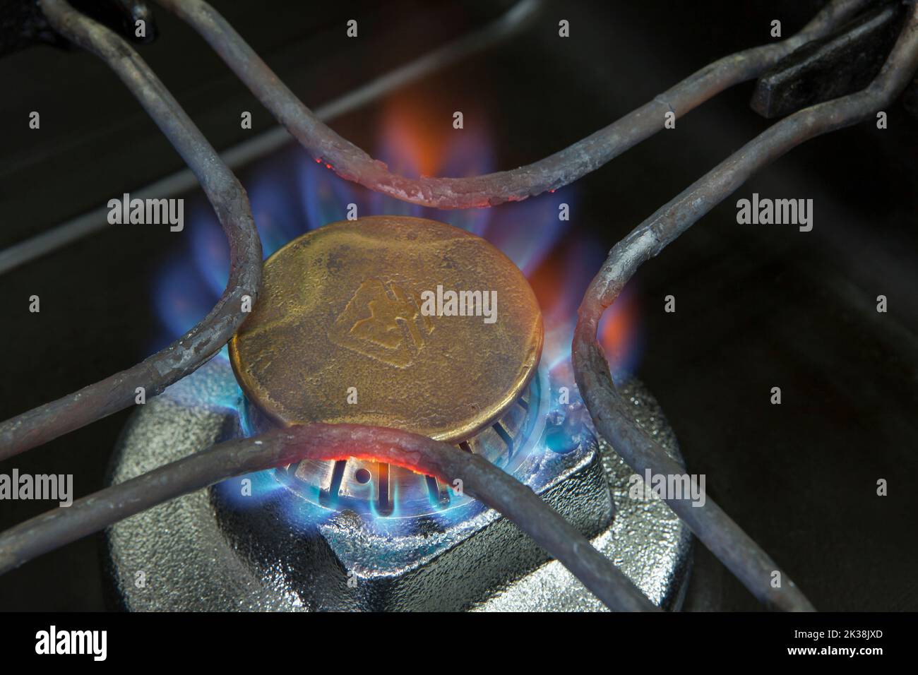 Flame on a gas cooker Stock Photo